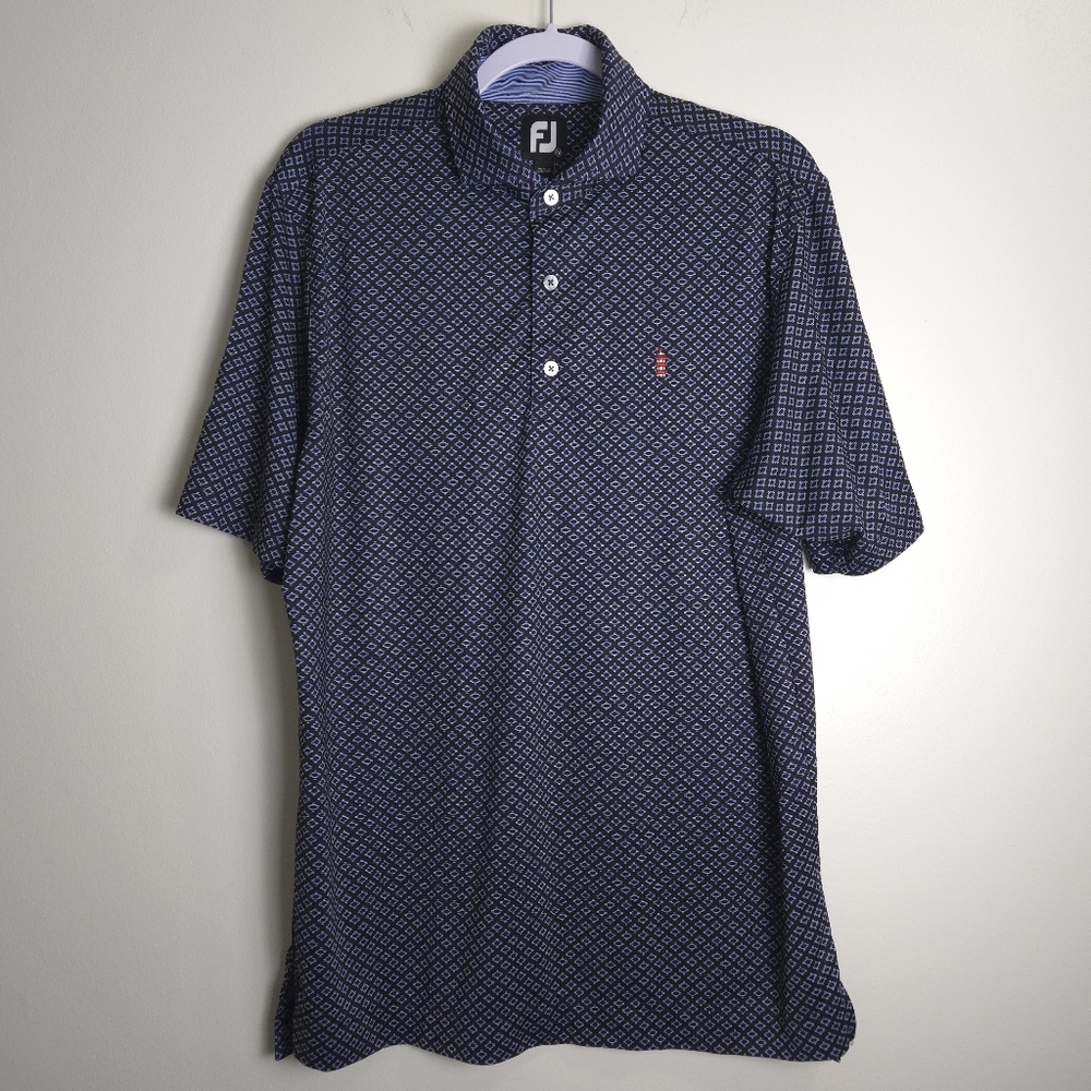 FOOTJOY Navy Geometric Golf Polo Shirt XL